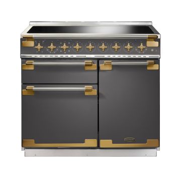 Rangemaster ELS100EISL/AB, Elise Luxe Induction 100cm Range Cooker,Slate with Brass Trim