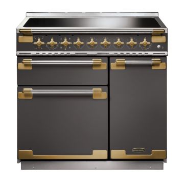 Rangemaster ELS90EISL/AB, Elise Luxe Induction 90cm Range Cooker,Slate with Brass Trim