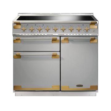 Rangemaster ELS100EISS/AB, Elise Luxe Induction 100cm Range Cooker,Stainless Steel with Brass Trim