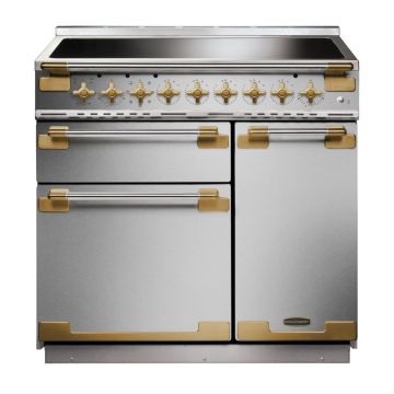 Rangemaster ELS90EISS/AB, Elise Luxe Induction 90cm Range Cooker,Stainless Steel with Brass Trim