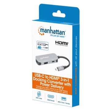 Manhattan 130707, USB-C to HDMI 3 in 1 Docking Hub