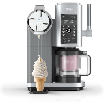 Ninja CREAMi NC701UK, Scoop & Swirl, 13-in-1 Ice Cream and Soft Serve Maker, Silver