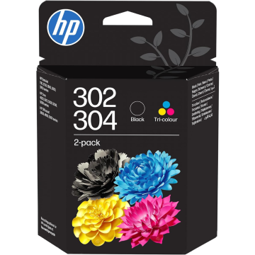 HP B82L1AE, 302/304 Tri-color/Black Ink Cartridge Combo - 2 Pack