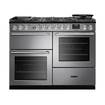Rangemaster NEXO110DFSTSTCM1, Nexus 110 Dual Fuel Range Cooker, Stainless Steel with Chrome trim