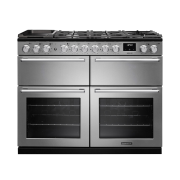 Rangemaster NEXB110DFSTSTCM1, Nexus 110 Dual Fuel Range Cooker, Stainless Steel with Chrome trim