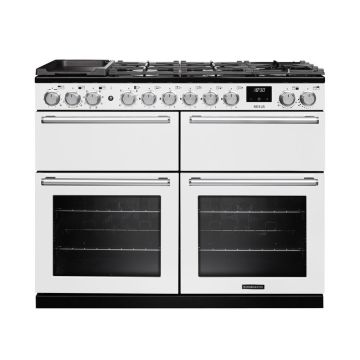 Rangemaster NEXB110DFPWHTCM1, Nexus 110 Dual Fuel Range Cooker, White with Chrome trim