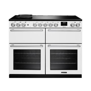Rangemaster NEXB110EIPWHTCM1, Nexus 110 Induction Range Cooker, White with Chrome trim