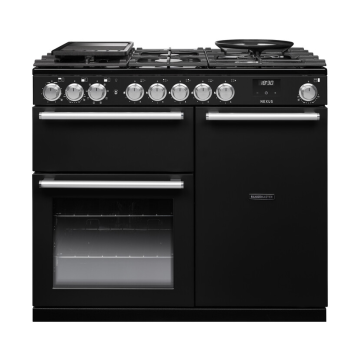 Rangemaster NEX100DFPCBLCM1, Nexus 100 Dual Fuel Range Cooker, Charcoal Black with Chrome trim