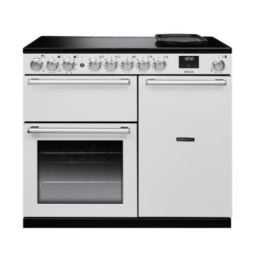 Rangemaster NEX100EIPWHTCM1, Nexus 100 Induction Range Cooker, White with Chrome trim