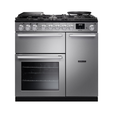 Rangemaster NEX90DFSTSTCM1, Nexus 90 Dual Fuel Range Cooker, Stainless Steel with Chrome trim