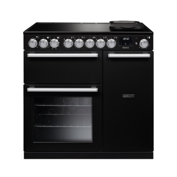 Rangemaster NEX90EIPCBLCM1, Nexus 90 Induction Range Cooker, Charcoal Black with Chrome trim