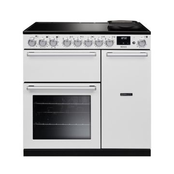 Rangemaster NEX90EIPWHTCM1, Nexus 90 Induction Range Cooker, White with Chrome trim