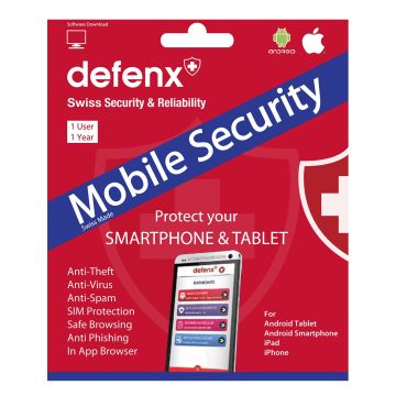 DefenX 1USR1YRMS, Mobile Security, Android + IOS, 1 User, 1 Year