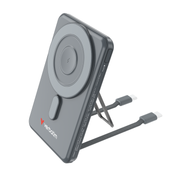 Verbatim 32251, 5,000mAh Mag Wireless Charging & USB Power Bank, Grey