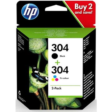 HP 304 3JB05AE, 2-Pack Original Ink Cartridges, Black + Tricolour