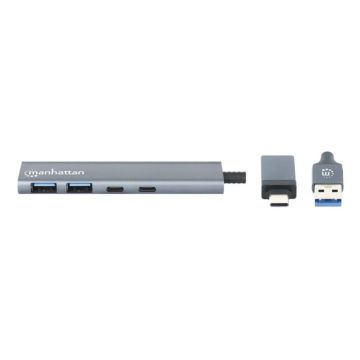 Manhattan 181075, 4-Port USB 3.0 Type-C / Type-A Combo Hub 2×2