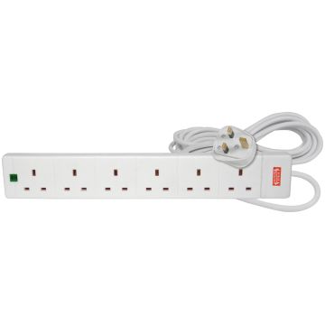 Mercury 429776, 6 WAY Extension Lead with Surge Protection, 2M