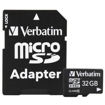Verbatim 44083, 32GB Premium MicroSDHC Memory Card w/ Adapter