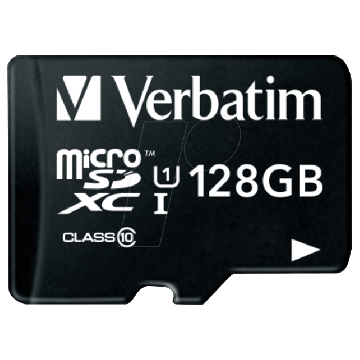Verbatim 44085, 128GB, MicroSD Memory Card w/ Adapter