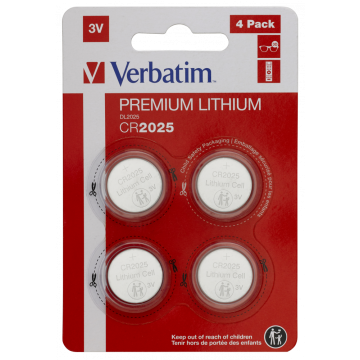 Verbatim 49532, CR2025 3V Batteries - 4 Pack