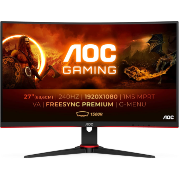 AOC C27G2ZEBK, 27", 240Hz, Curved Gaming Monitor