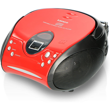  Lenco SCD24RD, Portable FM Radio Cassette Player, Red