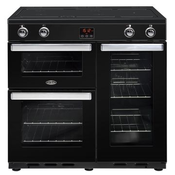 Belling 90EIBLK, CookCenter, 90cm, Induction, Range Cooker, Black