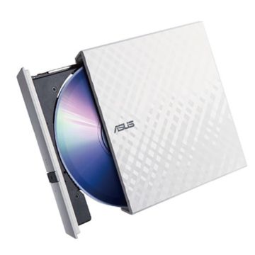 ASUS SDRW08D2SULITEWH, External Slim DVDRW Drive, USB 2.0, White