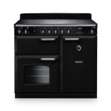 Rangemaster CL100EIPGBL/CM1, Classic  Induction 100cm Range Cooker,Gloss Black with Chrome Trim