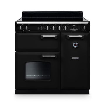 Rangemaster CL90EIPGBL/CM1, Classic  Induction 90cm Range Cooker,Gloss Black with Chrome Trim