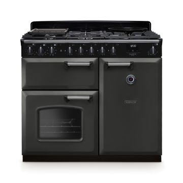 Rangemaster CLDL100DFPSLT/CM1, Classic Deluxe Dual Fuel 100cm Range Cooker,Slate With Chrome Trim