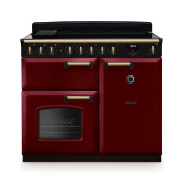 Rangemaster CLDL100EIPBOR/AB1, Classic Deluxe Induction 100cm Range Cooker,Bordeaux with Brass Trim