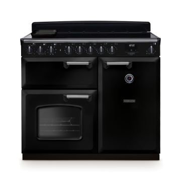 Rangemaster CLDL100EIPGBL/CM1, Classic Deluxe Induction 100cm Range Cooker,Gloss Black with Chrome Trim