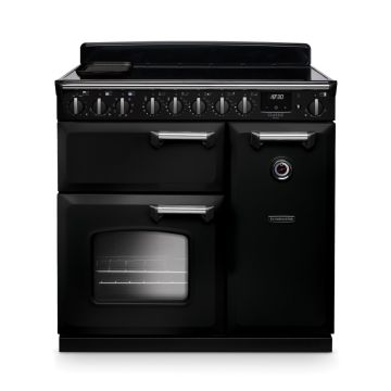 Rangemaster CLDL90EIPGBL/CM1, Classic Deluxe Induction 90cm Range Cooker,Gloss Black with Chrome Trim