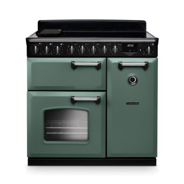 Rangemaster CLDL90EIPMGR/CM1, Classic Deluxe Induction 90cm Range Cooker,Mineral Green with Chrome Trim
