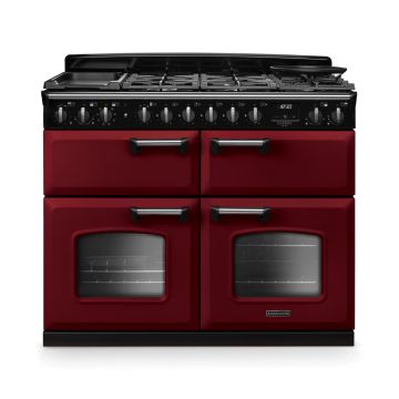 Rangemaster CLDLB110DFPBOR/CM1, Classic Deluxe Dual Fuel 110cm Range Cooker,Bordeaux with Chrome Trim