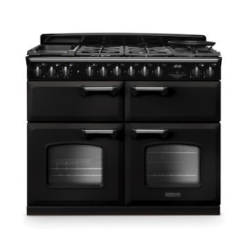 Rangemaster CLDLB110DFPCBL/CM1, Classic Deluxe Dual Fuel 110cm Range Cooker,Charcoal Black with Chrome Trim