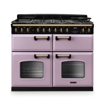 Rangemaster CLDLB110DFPHTH/AB1, Classic Deluxe Dual Fuel 110cm Range Cooker,Heather with Brass Trim