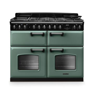 Rangemaster CLDLB110DFPMGR/CM1, Classic Deluxe Dual Fuel 110cm Range Cooker,Mineral Green with Chrome Trim