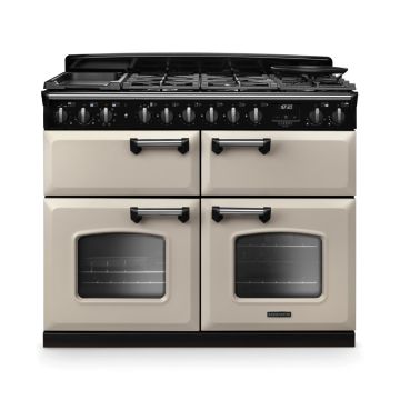 Rangemaster CLDLB110DFPPCR/CM1, Classic Deluxe Dual Fuel 110cm Range Cooker,Pale Cream with Chrome Trim