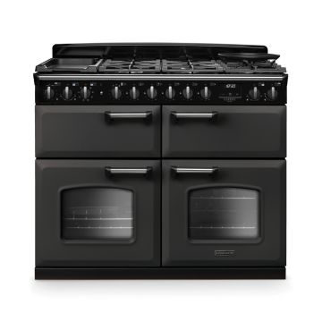 Rangemaster CLDLB110DFPSLT/CM1, Classic Deluxe Dual Fuel 110cm Range Cooker,Slate With Chrome Trim