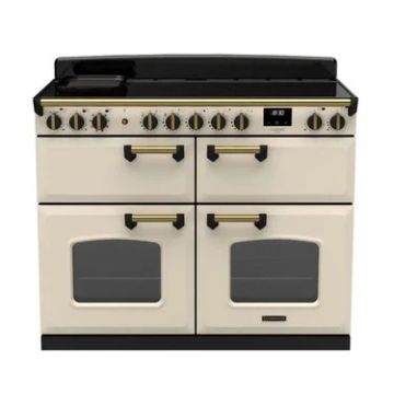 Rangemaster  CLDLB110EIPPCR/AB1, Classic Deluxe 110cm Induction Range Cooker (Slow Oven) , Pale Cream with Antique Brass Trim