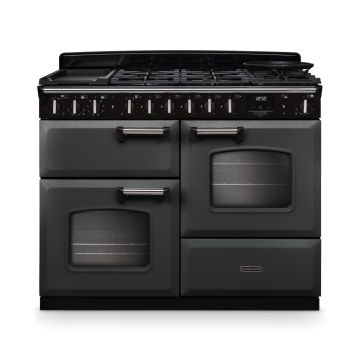 Rangemaster CLDLO110DFPSLT/CM1, Classic Deluxe Dual Fuel 110cm Range Cooker,Slate With Chrome Trim