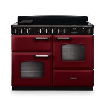 Rangemaster CLDLO110EIPBOR/CM1, Classic Deluxe Induction 110cm Range Cooker,Bordeaux with Chrome Trim
