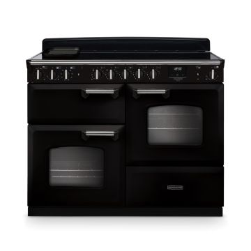 Rangemaster CLDLO110EIPGBL/CM1, Classic Deluxe Induction 110cm Range Cooker,Gloss Black with Chrome Trim