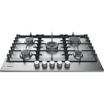 Hotpoint PPH75GDFIXUK, 75cm, Gas Hob w/ 5 Burners, Stainless Steel (LPG Convertible)