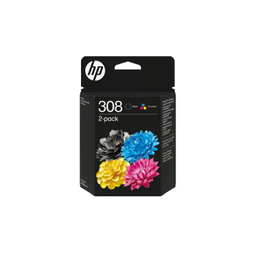 HP 308 6L6S6UE, Black & Tri-colour Ink Cartridge Combo