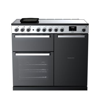 Rangemaster EDDL100EIGBLK/CM1, Edge Deluxe Induction 100cm Range Cooker,Gloss Black with Chrome Trim