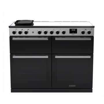 Rangemaster EDDLB110EIGBLK/CM1, Edge Deluxe Induction 110cm Range Cooker,Gloss Black with Chrome Trim