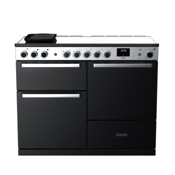 Rangemaster EDDLO110EIGBLK/CM1, Edge Deluxe Induction 110cm Range Cooker,Gloss Black with Chrome Trim